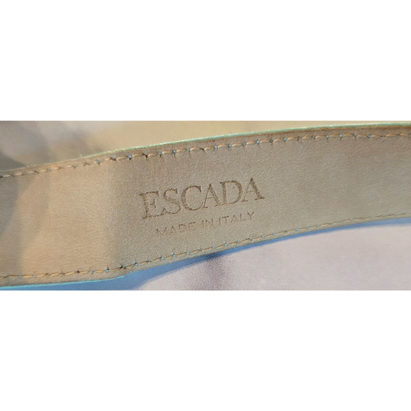 Vintage 80s ESCADA‎ Womens Belt Leather Sky Blue Silver Western Italy 40 Med/Lg main image 5